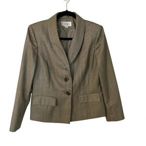Le Suit Petite Women’s Long Sleeve 2-Button Tan Blazer Suit Jacket Size 10P GUC